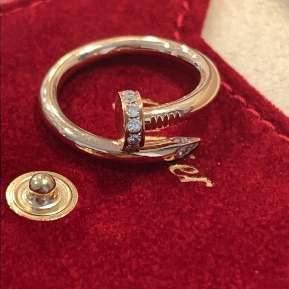 Cartier un clou ring with diamond rose gold